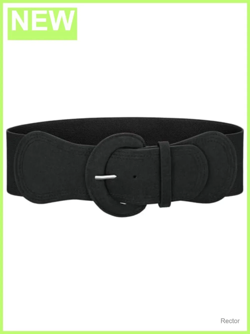 Wide Stretchy Waist Belt Faux Suede Vintage Chunky Buckle Women Dress Accessory